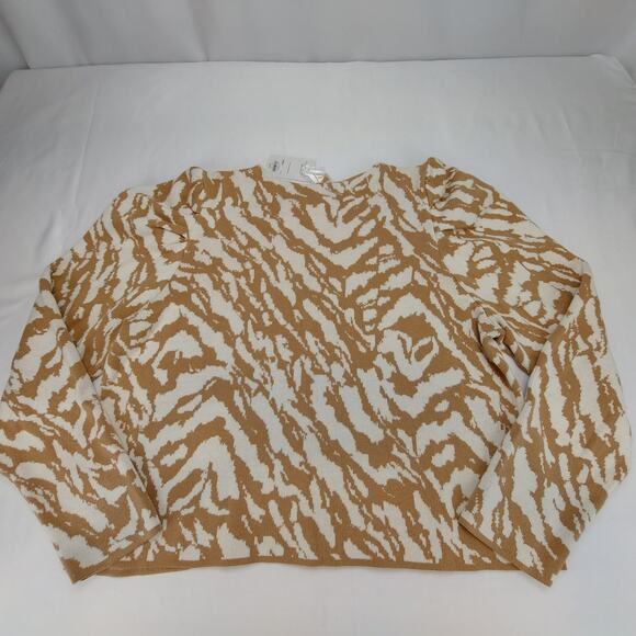 Nine West Animal Print Cropped Cardigan Puffed Sleeves Women’s XL NEW - Picture 3 of 5